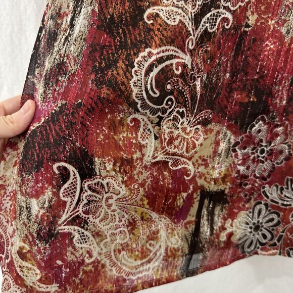 Sara Michelle Boho Metallic Thread Paisley Peasant Top Y2K Womens Size 1X Hippie - Picture 8 of 11